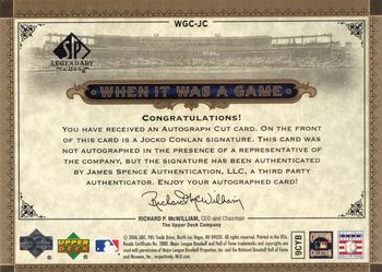 2006 SP Legendary Cuts - When It Was A Game Cuts #WGC-JC Jocko Conlan Back