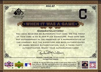 2006 SP Legendary Cuts - When It Was A Game Cuts #WGC-EF Elmer Flick Back