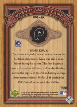 2006 SP Legendary Cuts - When It Was A Game Gold #WG-JK John Kruk Back