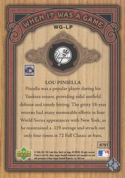 2006 SP Legendary Cuts - When It Was A Game Gold #WG-LP Lou Piniella Back