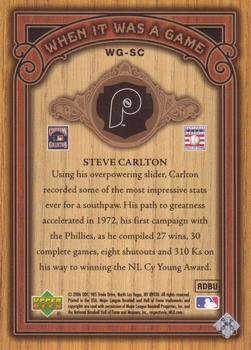 2006 SP Legendary Cuts - When It Was A Game Gold #WG-SC Steve Carlton Back