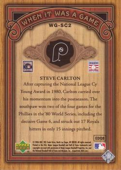 2006 SP Legendary Cuts - When It Was A Game Gold #WG-SC2 Steve Carlton Back