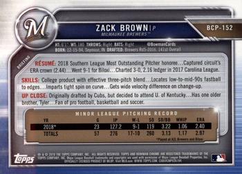 2019 Bowman Chrome - Prospects #BCP-152 Zack Brown Back