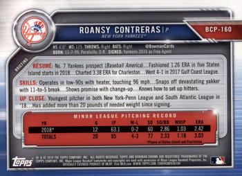 2019 Bowman Chrome - Prospects #BCP-160 Roansy Contreras Back
