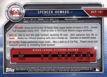 2019 Bowman Chrome - Prospects #BCP-161 Spencer Howard Back