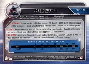 2019 Bowman Chrome - Prospects #BCP-176 Jose Devers Back