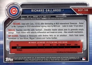 2019 Bowman Chrome - Prospects #BCP-188 Richard Gallardo Back