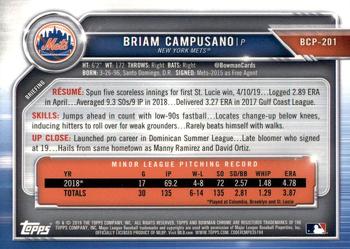 2019 Bowman Chrome - Prospects #BCP-201 Briam Campusano Back