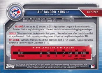 2019 Bowman Chrome - Prospects #BCP-202 Alejandro Kirk Back