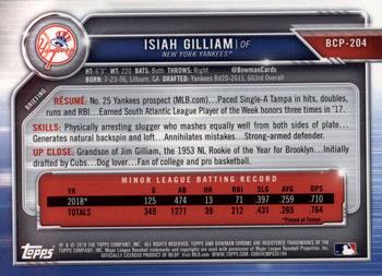 2019 Bowman Chrome - Prospects #BCP-204 Isiah Gilliam Back