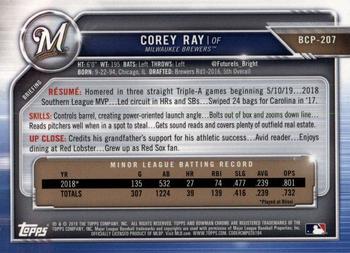 2019 Bowman Chrome - Prospects #BCP-207 Corey Ray Back