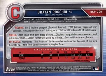 2019 Bowman Chrome - Prospects #BCP-209 Brayan Rocchio Back
