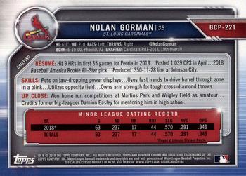 2019 Bowman Chrome - Prospects #BCP-221 Nolan Gorman Back