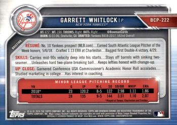 2019 Bowman Chrome - Prospects #BCP-222 Garrett Whitlock Back