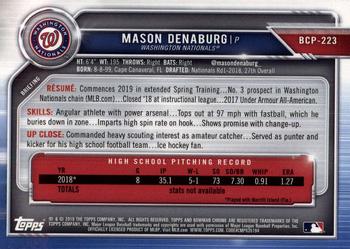 2019 Bowman Chrome - Prospects #BCP-223 Mason Denaburg Back