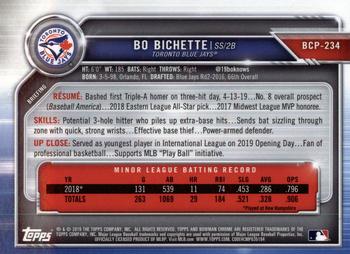 2019 Bowman Chrome - Prospects #BCP-234 Bo Bichette Back