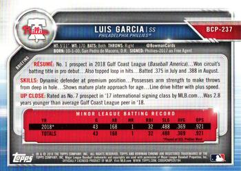 2019 Bowman Chrome - Prospects #BCP-237 Luis Garcia Back