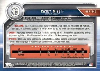 2019 Bowman Chrome - Prospects #BCP-240 Casey Mize Back