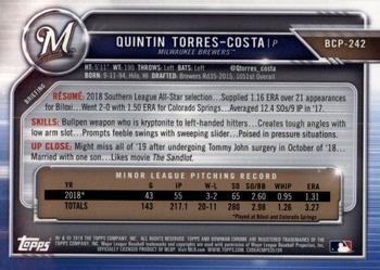 2019 Bowman Chrome - Prospects #BCP-242 Quintin Torres-Costa Back