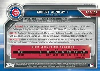 2019 Bowman Chrome - Prospects Refractor #BCP-159 Adbert Alzolay Back