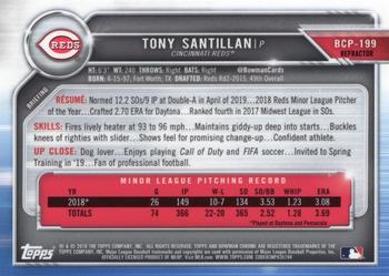 2019 Bowman Chrome - Prospects Refractor #BCP-199 Tony Santillan Back