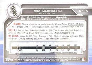2019 Bowman Chrome - Prospects Blue Refractor #BCP-173 Nick Madrigal Back