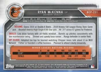 2019 Bowman Chrome - Prospects Green Refractor #BCP-231 Ryan McKenna Back