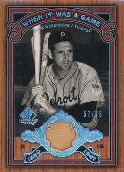 2006 SP Legendary Cuts - When It Was A Game Materials #WG-HG Hank Greenberg Front