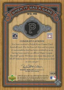 2006 SP Legendary Cuts - When It Was A Game Materials #WG-RK Ralph Kiner Back