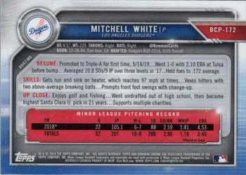 2019 Bowman Chrome - Prospects Green Shimmer Refractor #BCP-172 Mitchell White Back