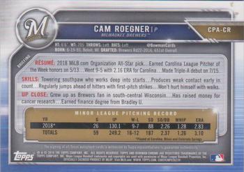 2019 Bowman Chrome - Prospects Autographs #CPA-CR Cam Roegner Back