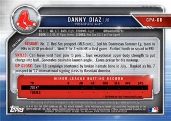 2019 Bowman Chrome - Prospects Autographs #CPA-DD Danny Diaz Back