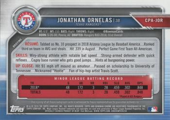 2019 Bowman Chrome - Prospects Autographs #CPA-JOR Jonathan Ornelas Back