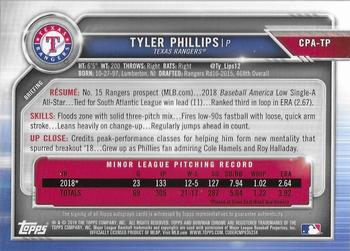 2019 Bowman Chrome - Prospects Autographs #CPA-TP Tyler Phillips Back