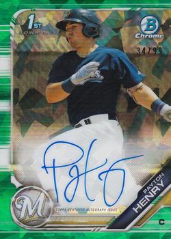 2019 Bowman Chrome - Prospects Autographs Green Atomic Refractor #CPA-PH Payton Henry Front
