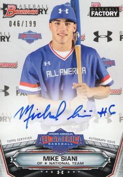 2019 Bowman Chrome - Under Armour All-America Game Autographs #UAN-16 Mike Siani Front