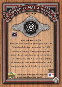 2006 SP Legendary Cuts - When It Was A Game Silver #WG-AD Andre Dawson Back