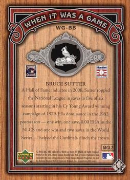 2006 SP Legendary Cuts - When It Was A Game Silver #WG-BS Bruce Sutter Back