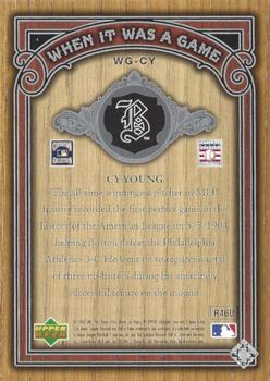 2006 SP Legendary Cuts - When It Was A Game Silver #WG-CY Cy Young Back