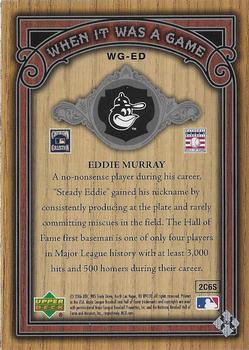 2006 SP Legendary Cuts - When It Was A Game Silver #WG-ED Eddie Murray Back