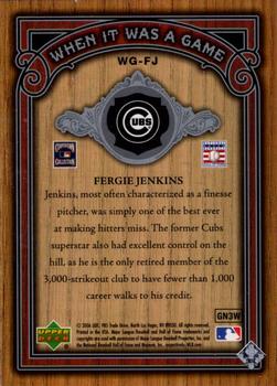 2006 SP Legendary Cuts - When It Was A Game Silver #WG-FJ Fergie Jenkins Back