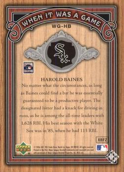 2006 SP Legendary Cuts - When It Was A Game Silver #WG-HB Harold Baines Back