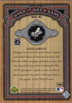 2006 SP Legendary Cuts - When It Was A Game Silver #WG-KI Kirk Gibson Back