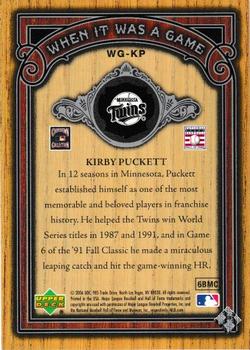 2006 SP Legendary Cuts - When It Was A Game Silver #WG-KP Kirby Puckett Back