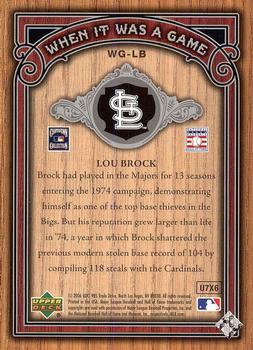 2006 SP Legendary Cuts - When It Was A Game Silver #WG-LB Lou Brock Back