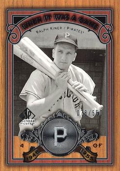 2006 SP Legendary Cuts - When It Was A Game Silver #WG-RK Ralph Kiner Front