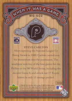 2006 SP Legendary Cuts - When It Was A Game Silver #WG-SC2 Steve Carlton Back
