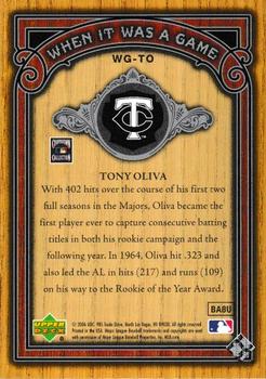 2006 SP Legendary Cuts - When It Was A Game Silver #WG-TO Tony Oliva Back