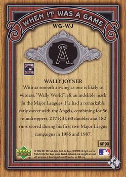 2006 SP Legendary Cuts - When It Was A Game Silver #WG-WJ Wally Joyner Back