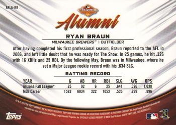 2019 Bowman Chrome - Arizona Fall League Alumni Orange Refractor #AFLA-RB Ryan Braun Back